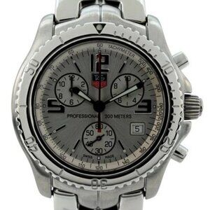 Tag Heuer 42mm Men's LINK Chronograph Silver Dial 200M Swiss Jumbo Watch- CT1112